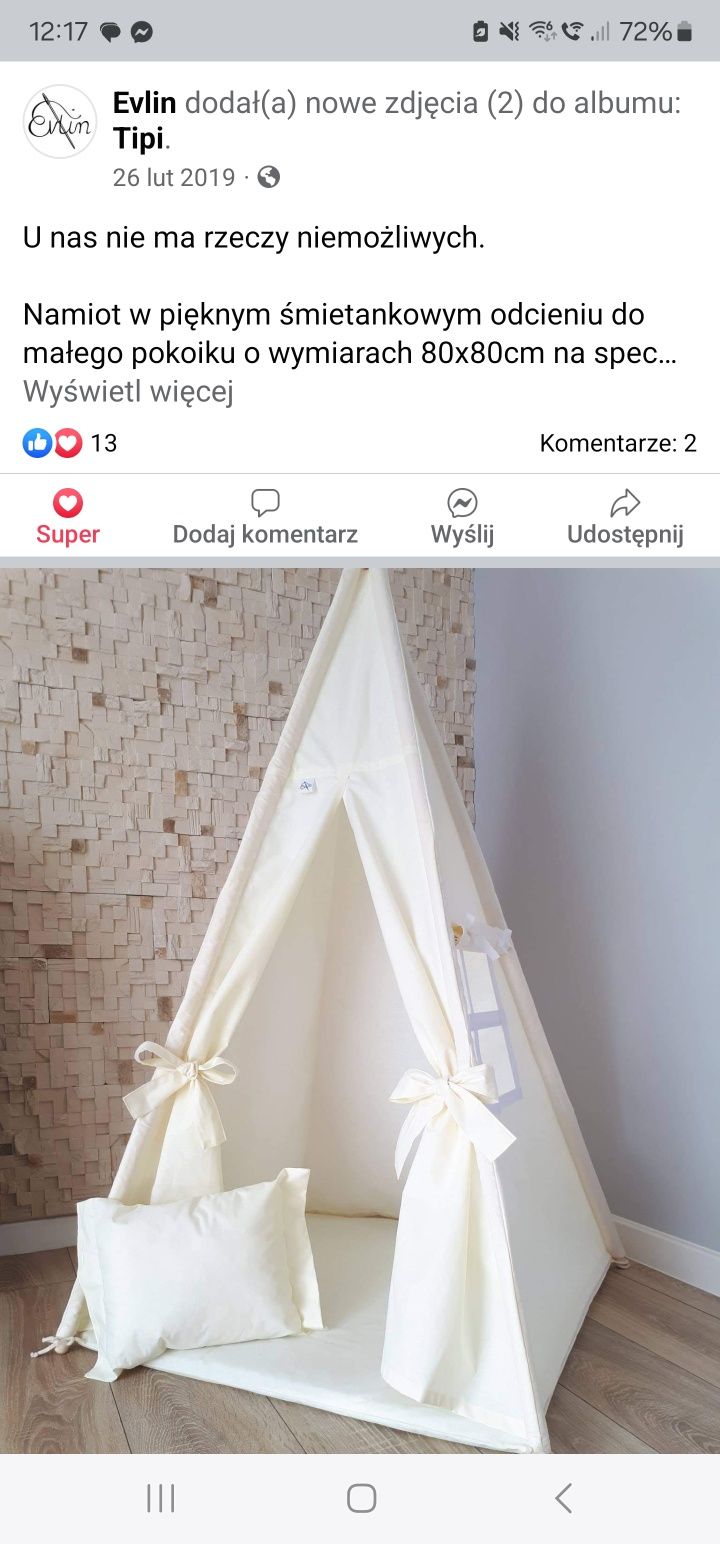 Tipi,namiot Boho śmietankowy beżowy