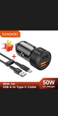 Автомобільний зарядний пристрій Toocki 50W qc3.0+PD (1 Type-C + 1 USB)