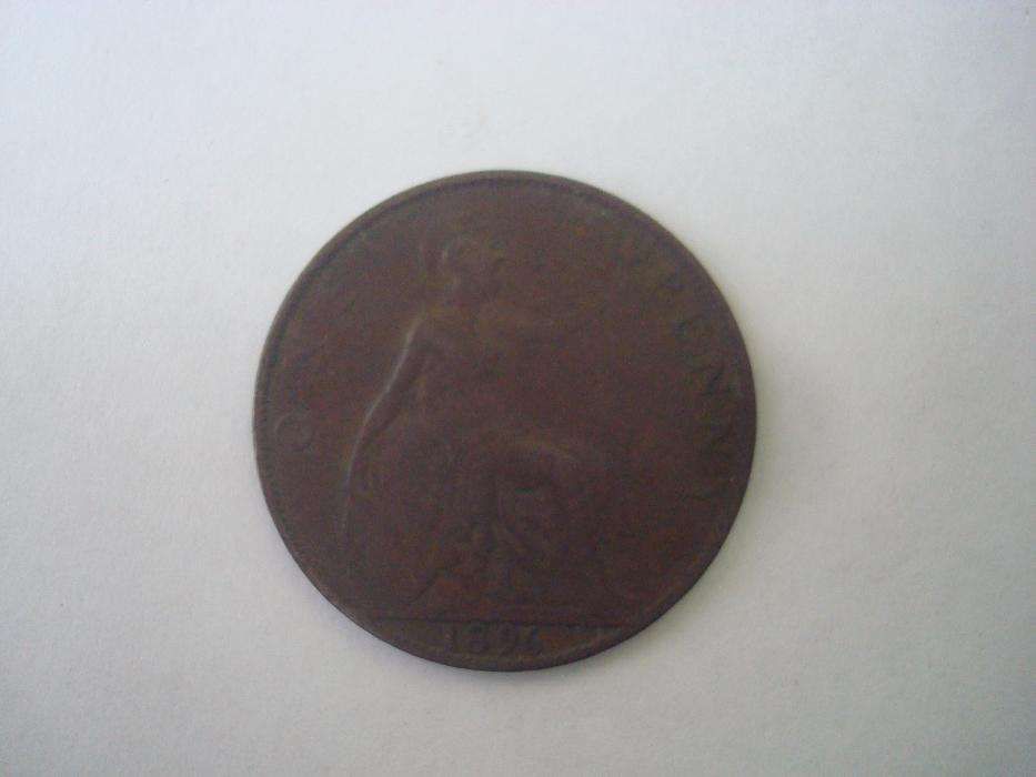 Монета One penny 1896 год. Victoria. Великобритания.