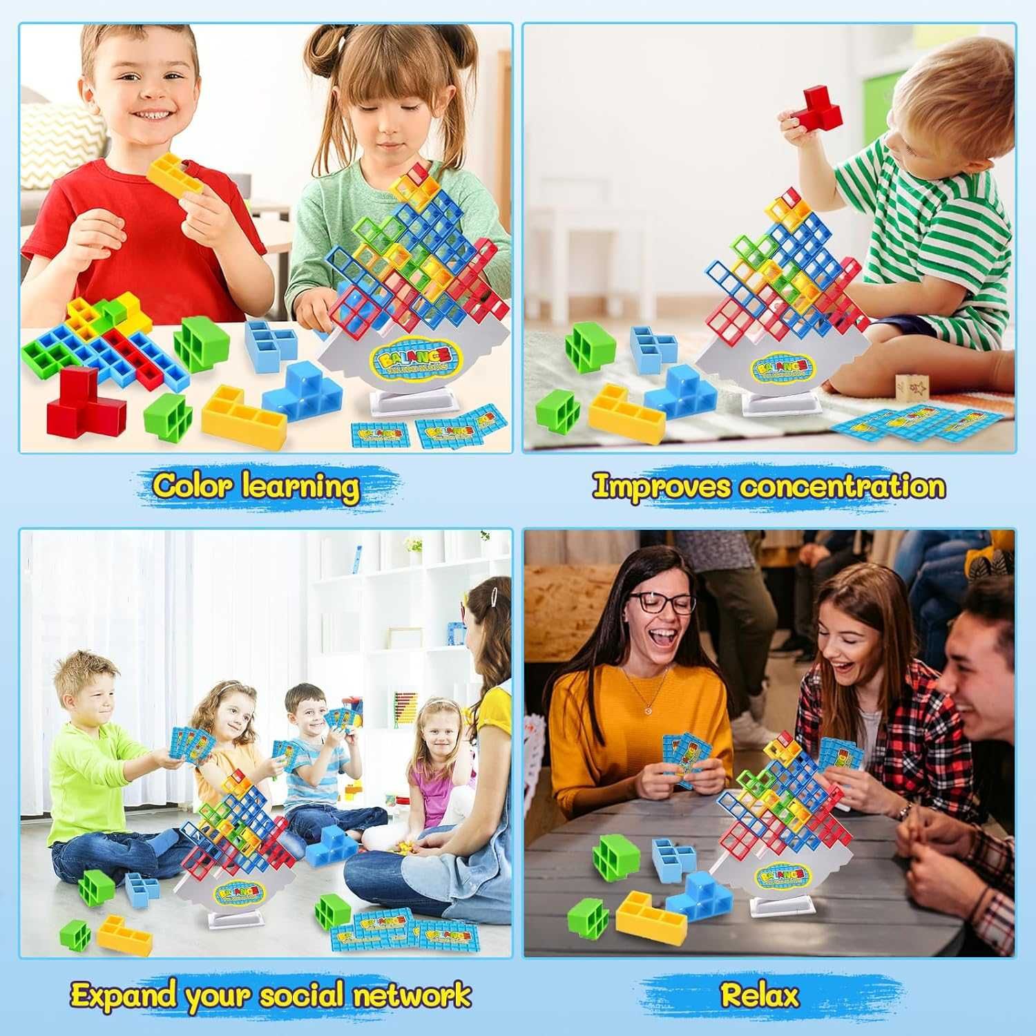 Gra Tower Balance Stacking Blocks 64 szt
