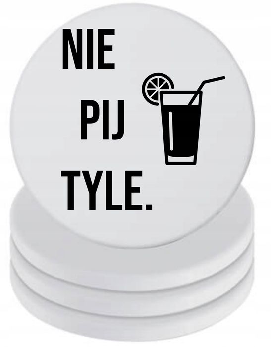 Podkładki ceramiczne pod Kubek x4 Kolorowa Śmieszny Napis