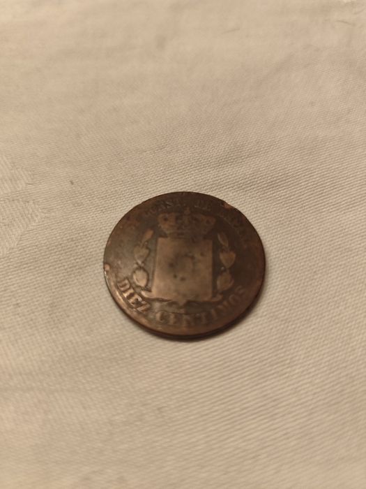 Moeda dez cêntimos espanhola de 1878