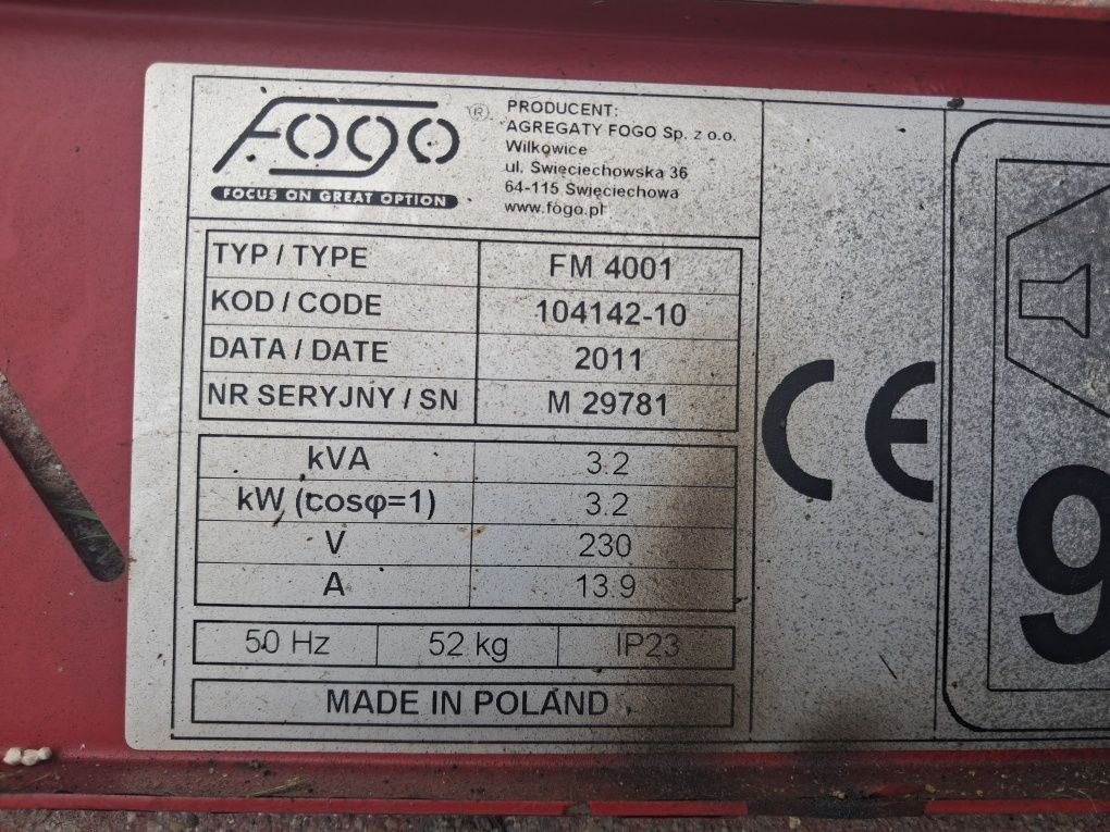Agregat prądotwórczy FM4001 3,2kw