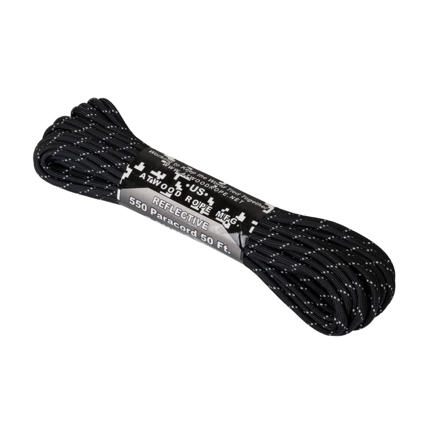 Linka Paracord 550 ATWOOD (3,4mm/15m) Nylon Reflective czarna