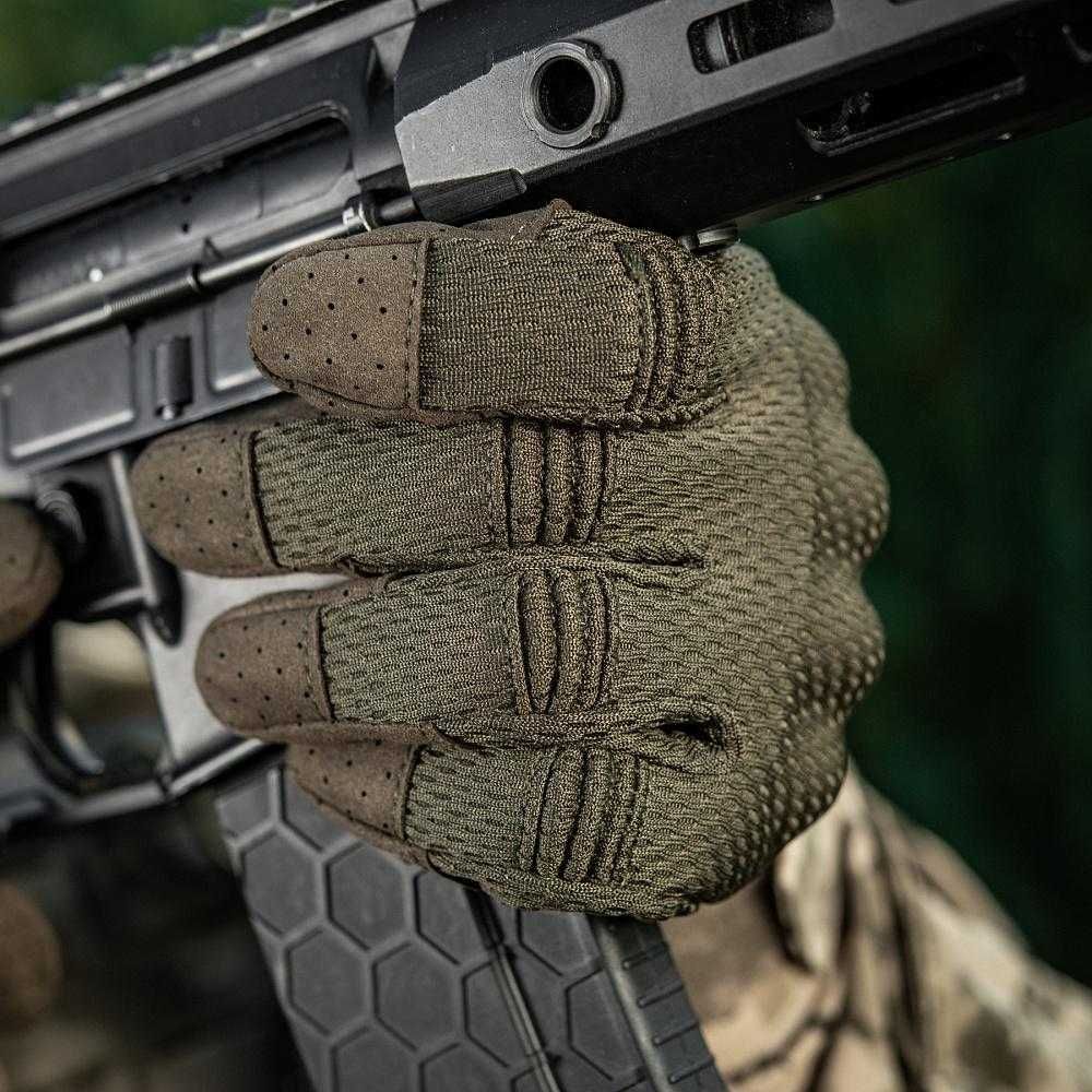 Армійські літні тактичні рукавиці з перфорацією та кісточками Олива