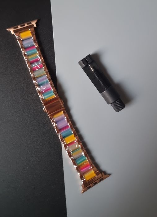 Stylowy pasek metalowo-żywiczny Fizdvsts do Apple Watch 42/44/45/49 mm