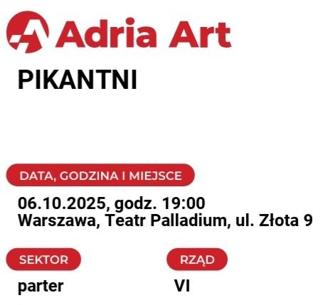 Warszawa pon 06.10, Teatr Palladium, komedia Pikantni