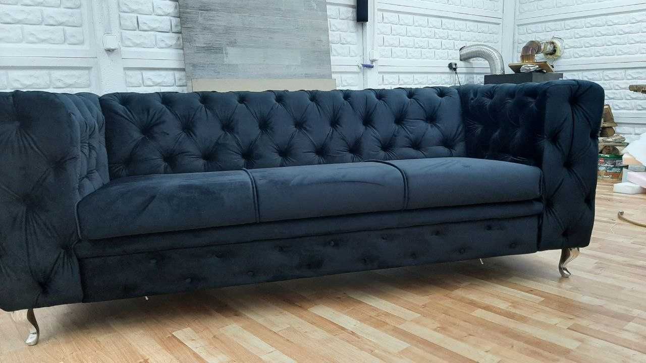 Sofa chesterfield 220 z f spania głęboki pik glamour