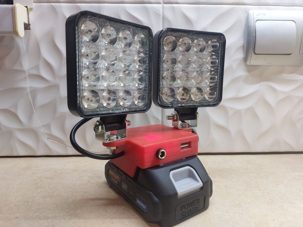 Прожектор на Makita + USB швидка зарядка + вихід 12 вольт