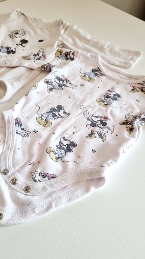Zestaw 2 sztuk 68 body z długim rękawem motyw misia miś Disney Myszka