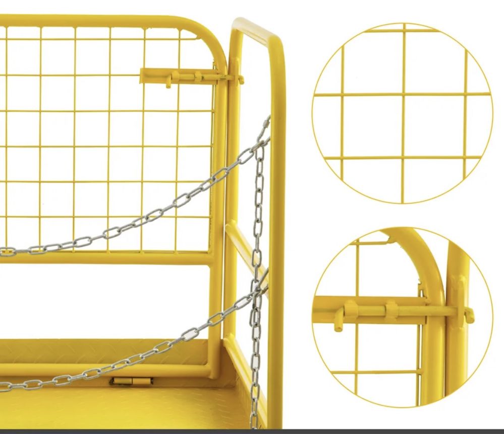 Plataforma de trabalho para empilhador. Cesto dobravel de segurança.