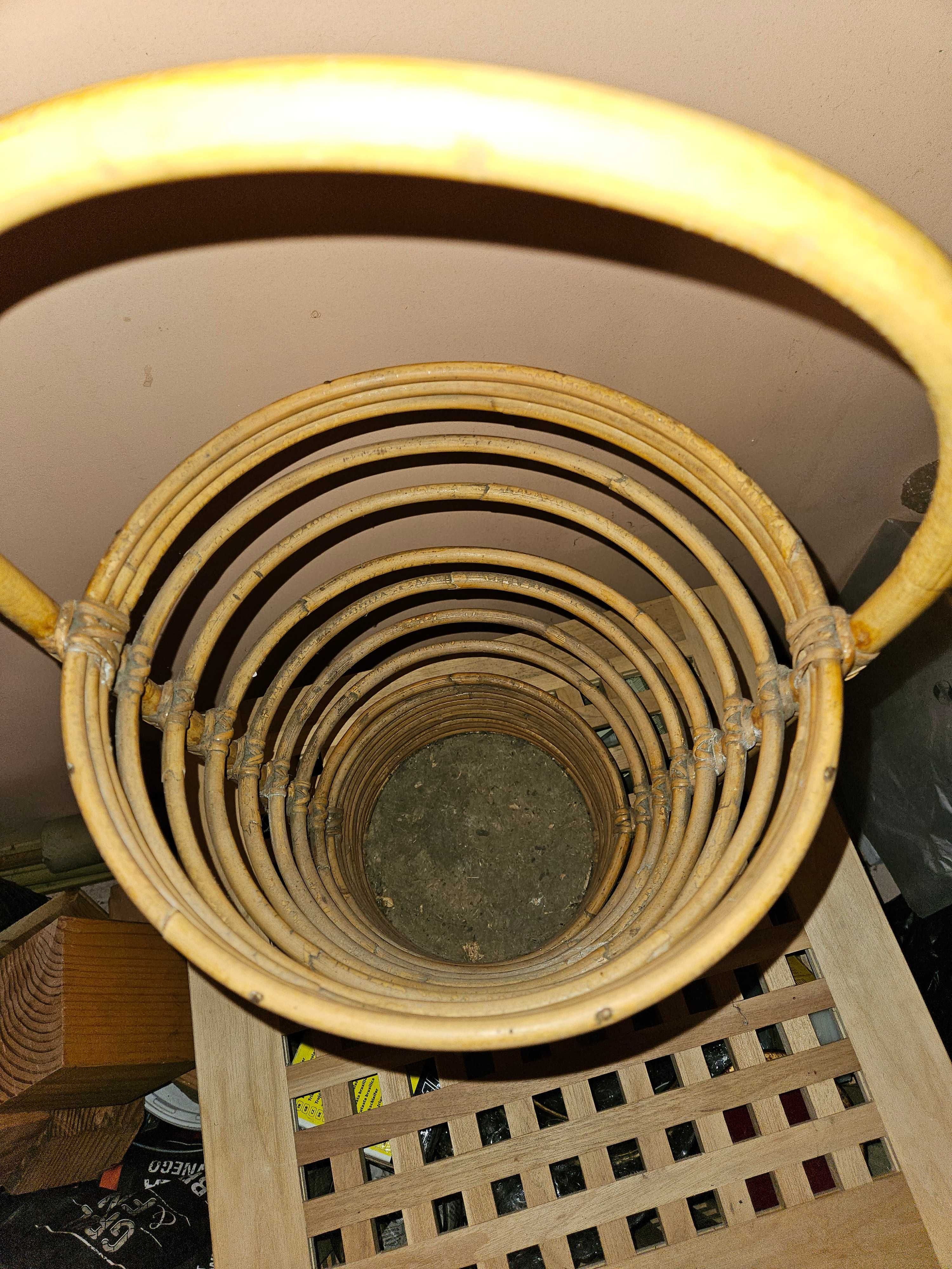 Stojak na parasole Bauhaus styl 1970 elipsa rattan bambus