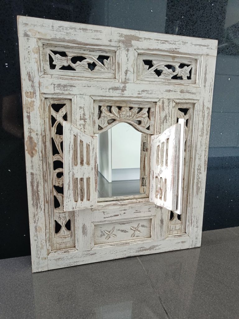 Okiennica z lusterkiem dekoracja rustic boho vintage