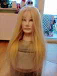 Główka fryzjerska blond włosy naturalne 50cm
