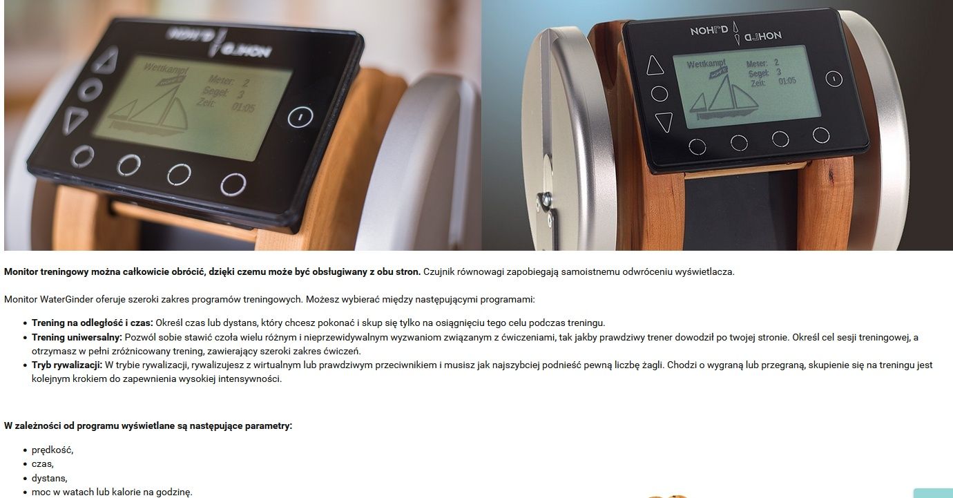 Waterrower wioślarz/grinder NOHRD do ćwiczeń górnych parti mięśniowych