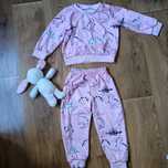 92 cudny dres dla dziewczynki komplet bluza spodnie w dinozaury na wio