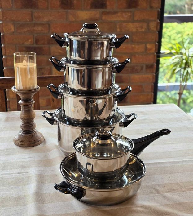 Zestaw garnków ze stali nierdzewnej 12 el. - JAKOŚĆ, INDUCJA