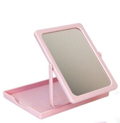 Розовое зеркало с подставкой и косметичкой mary kay