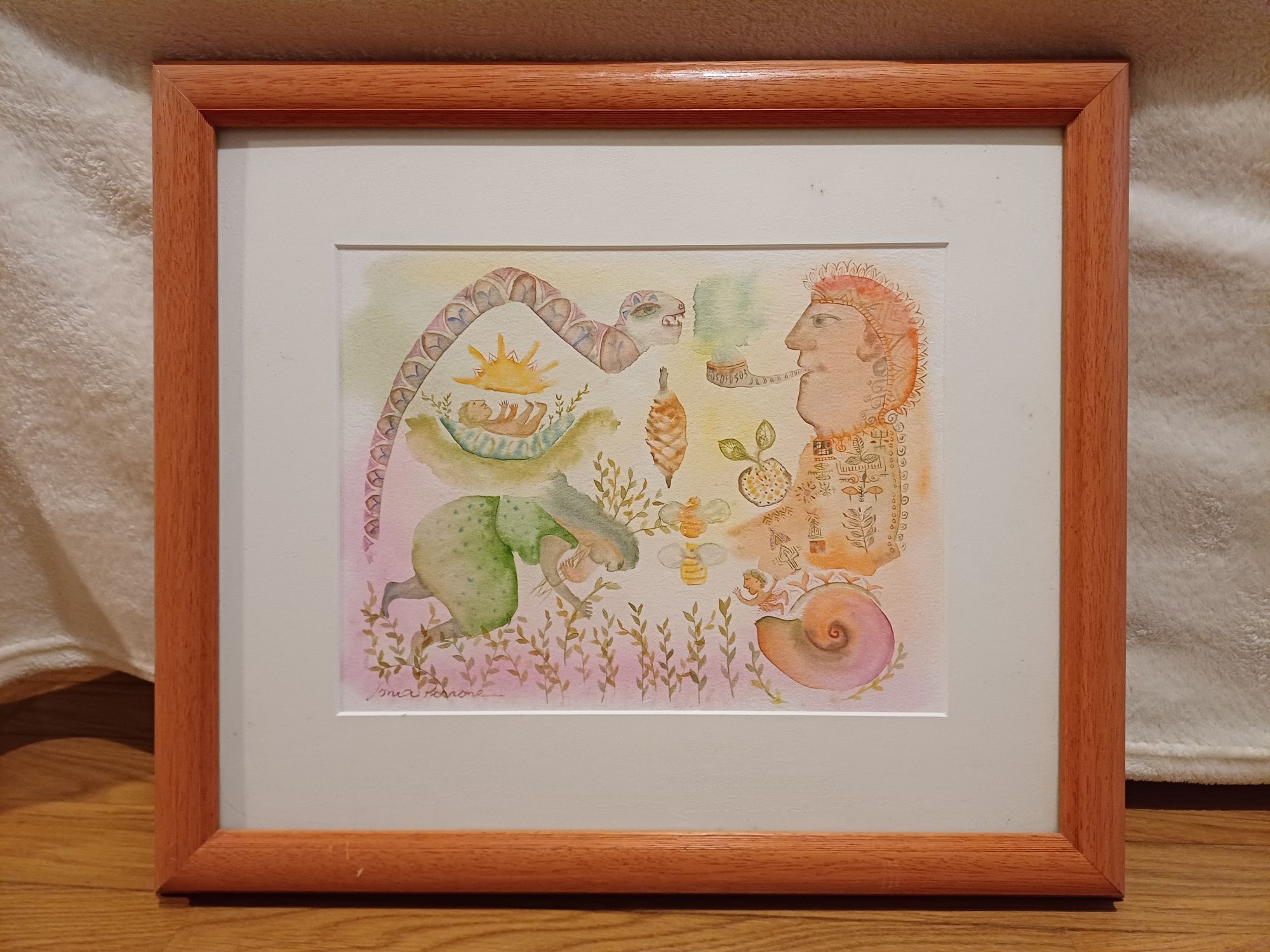 Quadro de arte abstracta de Sonia Perrone, em aguarela