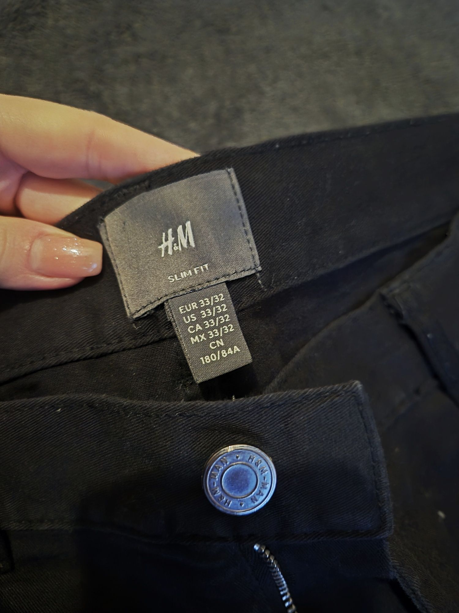 Spodnie jeansy czarne męskie H&M 98% bawełna