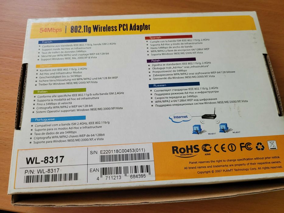 Karta Wi-Fi Planet WL-8317 - złącze PCI (stare)