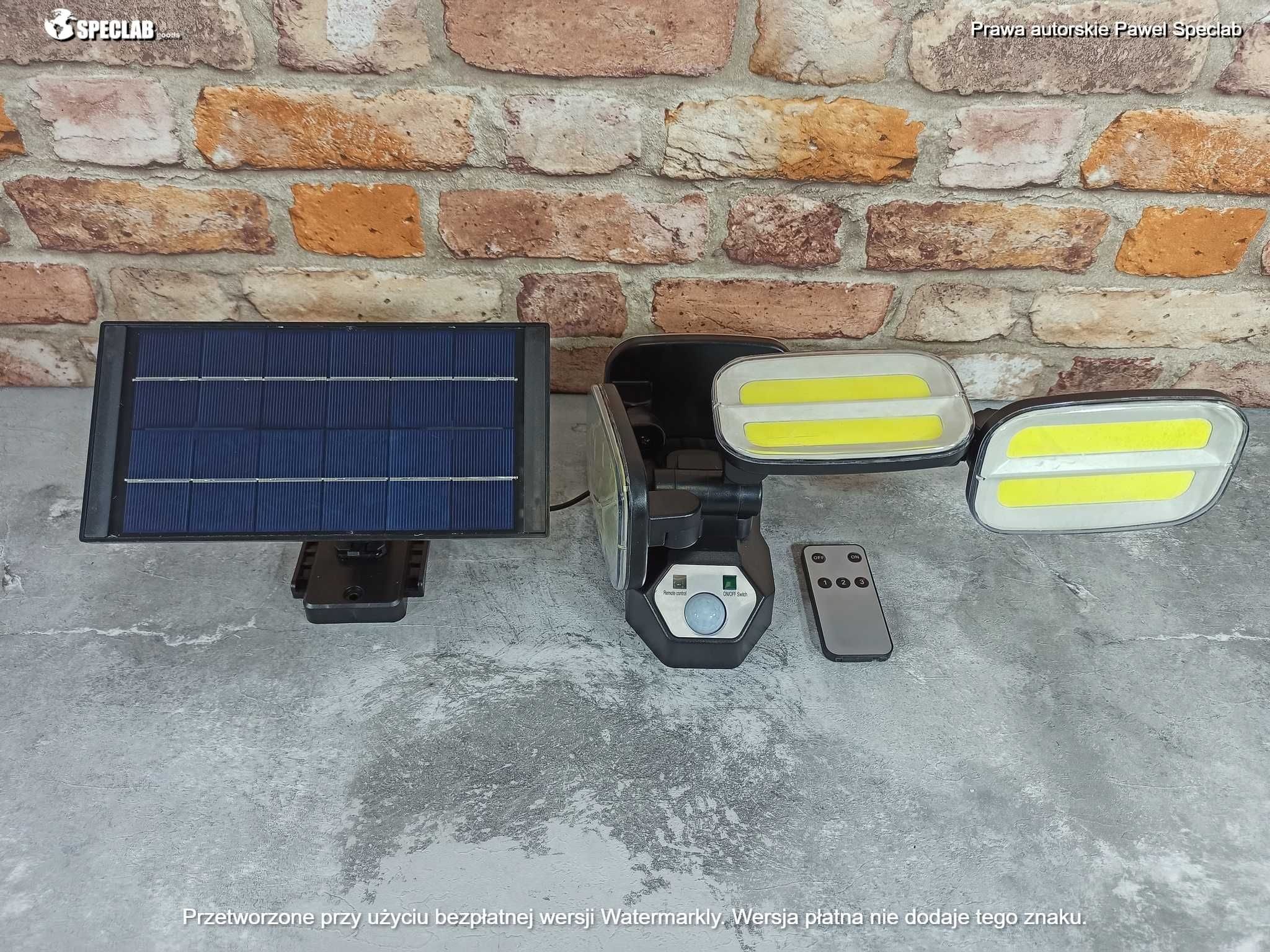 LAMPA LED SOLARNA 4x LED 20W czujnik IP65 + Pilot(KXK_601)