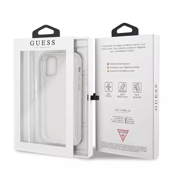 guess guhcn65pcglsi iphone 11 pro max srebrny/silver hard case glitter