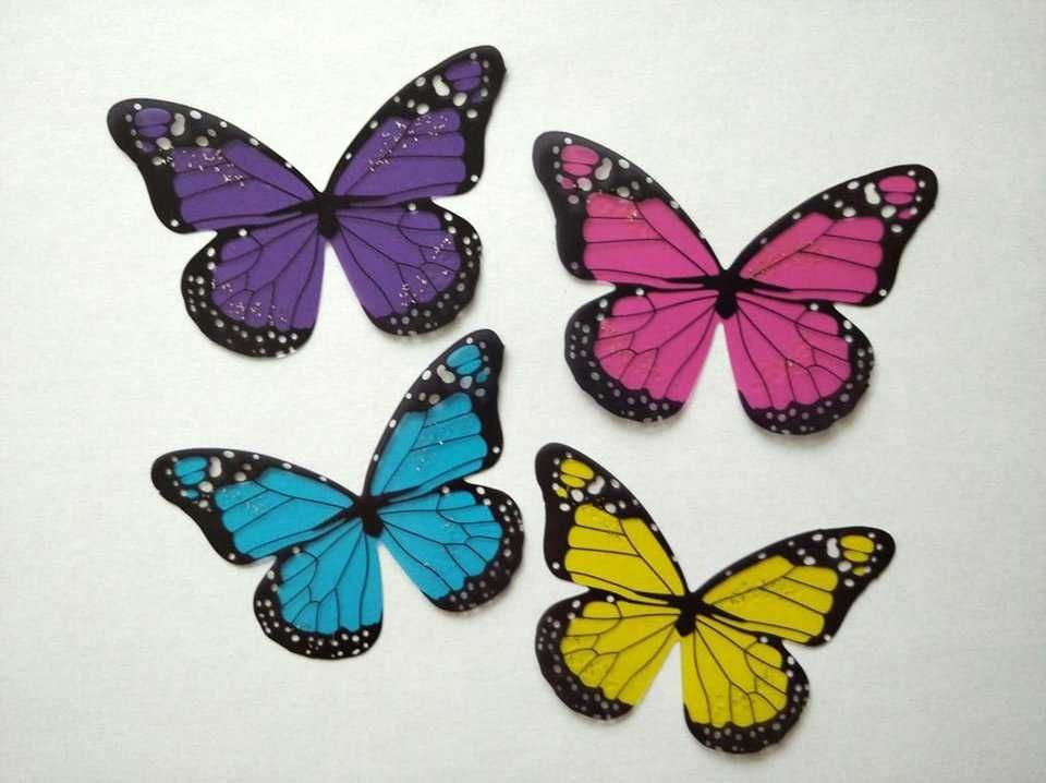 Naklejki na ścianę 3D Motyle Kolorowe z czarnym Brokat 19 szt