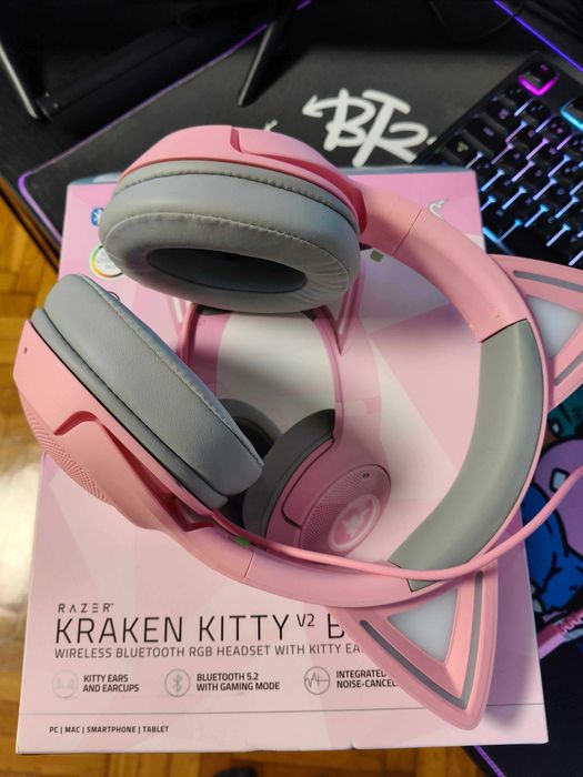 Auscultadores Gaming Bluetooth Razer Kraken Kitty V2 - Quartz