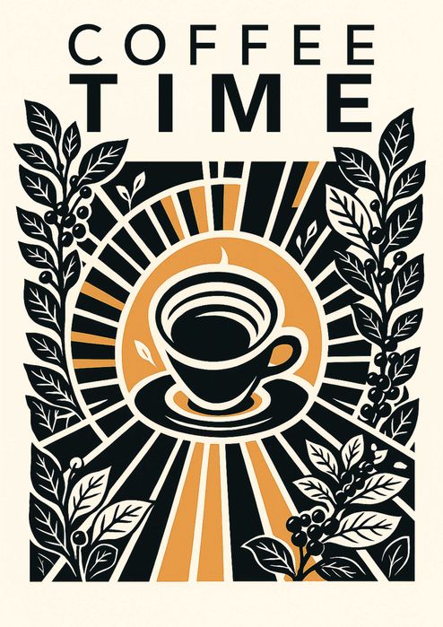 Poster Coffee Time — decoração para cozinha, café ou escritório