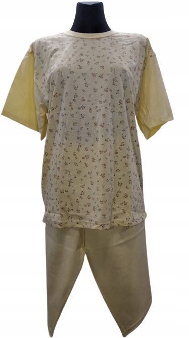 Piżama Damska Bawełna Krótki Rękaw Żółta 3Xl