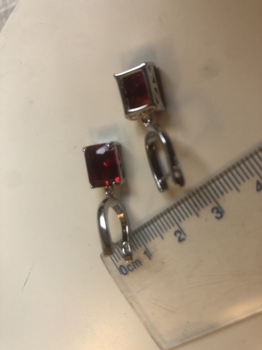 Kolczyki nano rubiny szlifu emerald 8mm x6