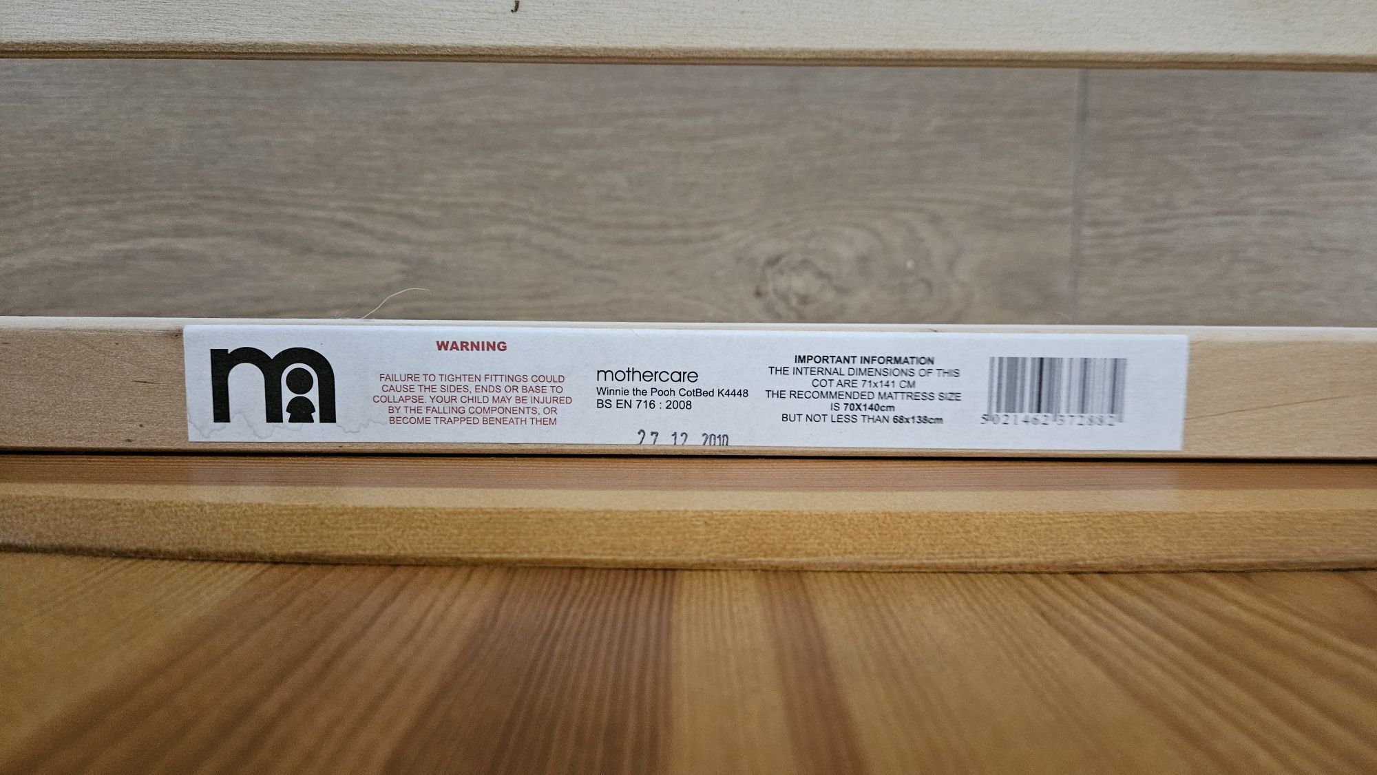 Łóżko dziecięce drewniane Mothercare 70x140 cm materac pianka-kokos