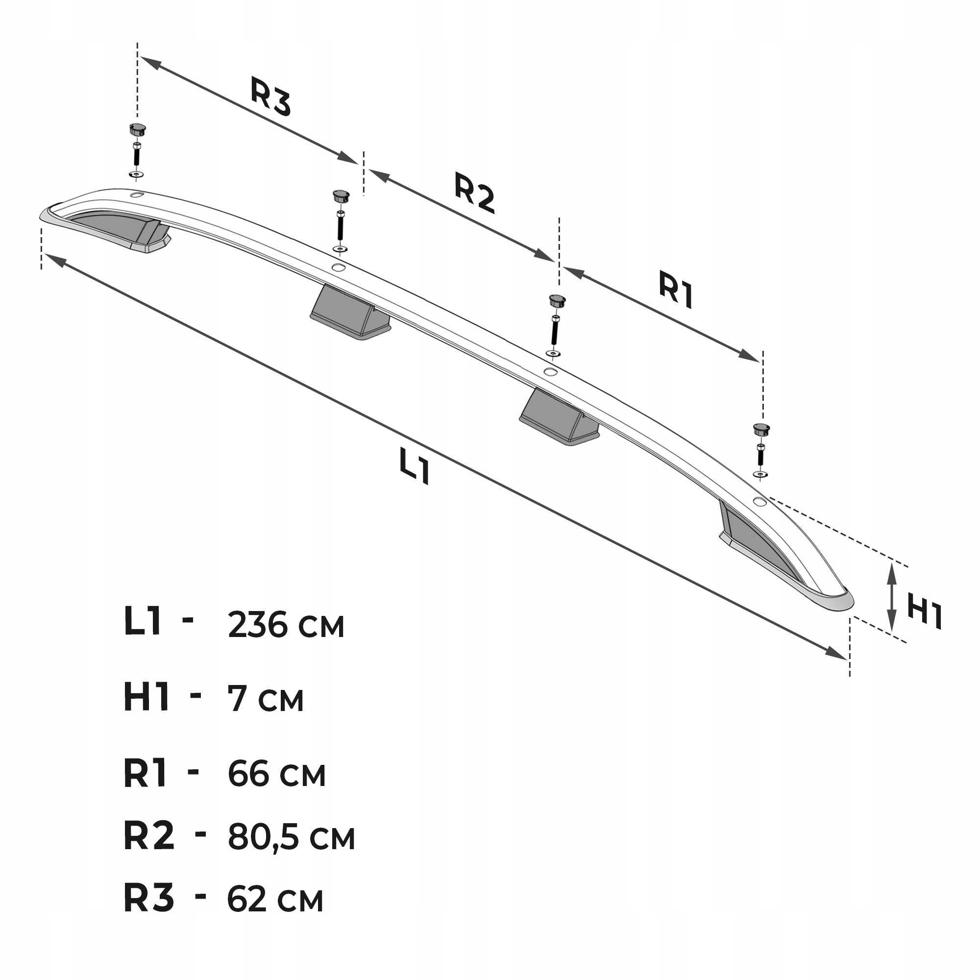 Relingi dachowe na dach VW Transporter Multivan T5 T6 czarne / srebrne
