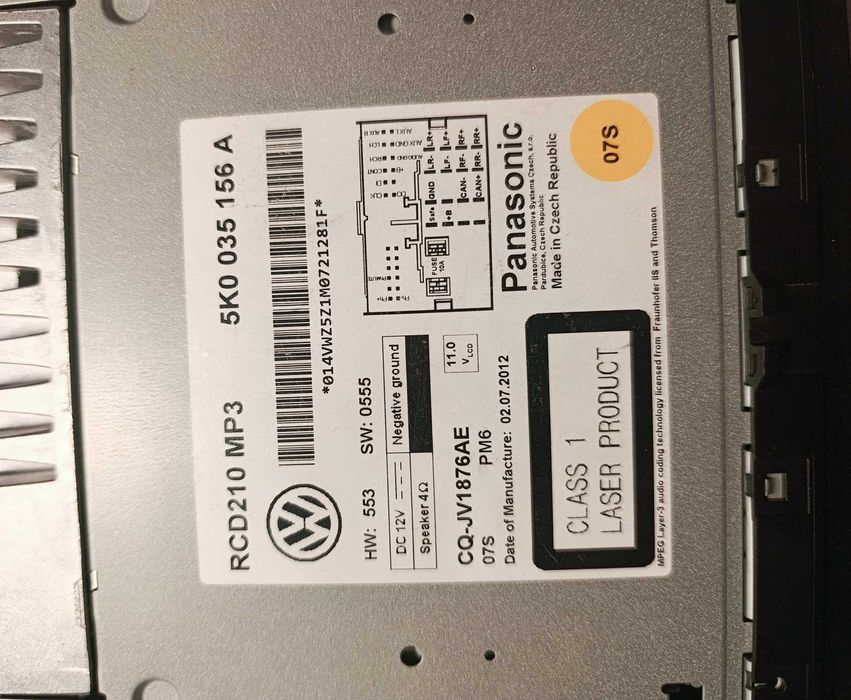 Магнітола Volkswagen Golf  6  2012 року.