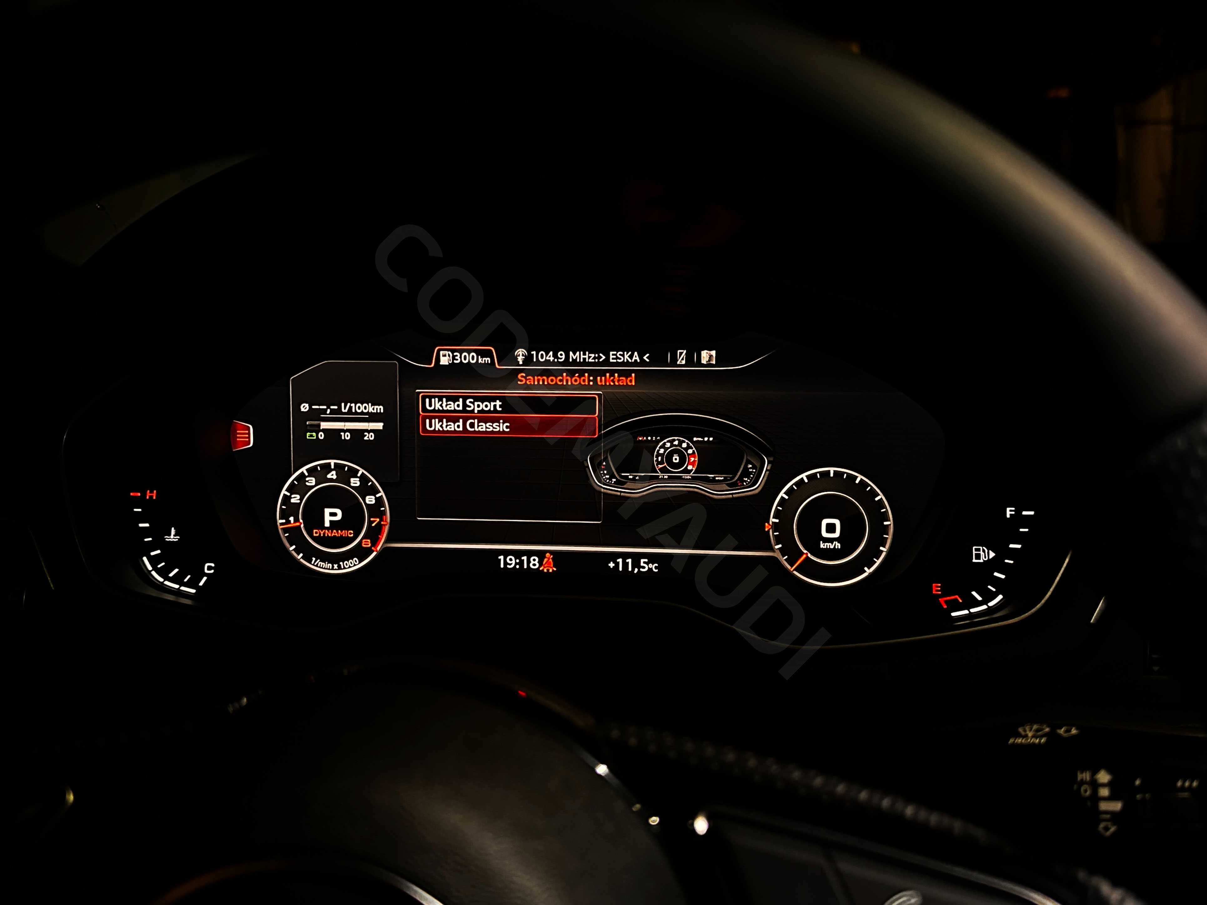 Aktywacja Sport Layout Audi A4 B9 A5 F5 Q5 FY Q7 4M TT Virtual Cockpit