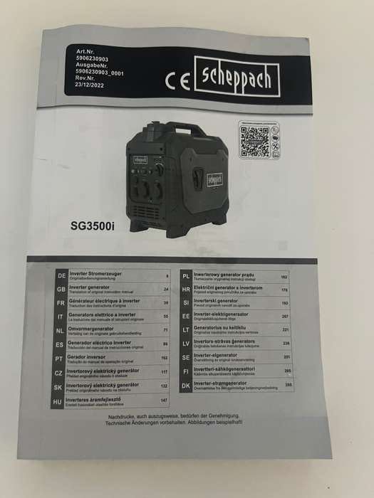 Генератор інверторний
бензиновий 
Scheppach SG3500i +
ПОДАРУНОК