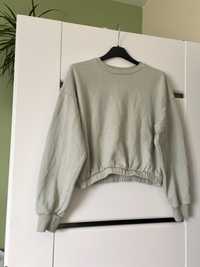Miętowa krótka bluza oversize hoodie shoulder drop 157 xs