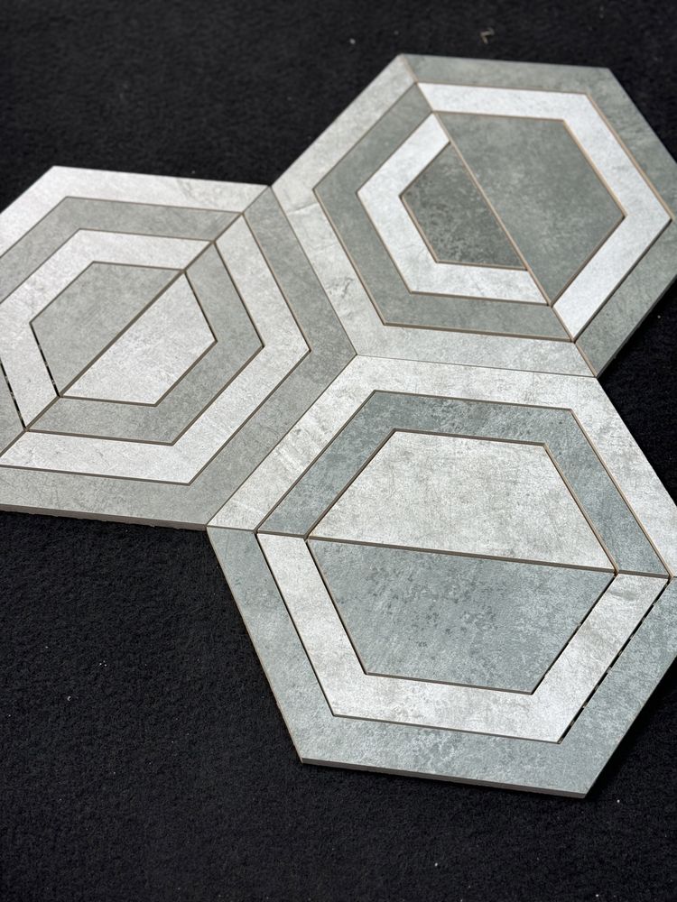 Płytki GRES heksagony 26 x 29,8 Hexagon Scratch Grys mat Paradyz