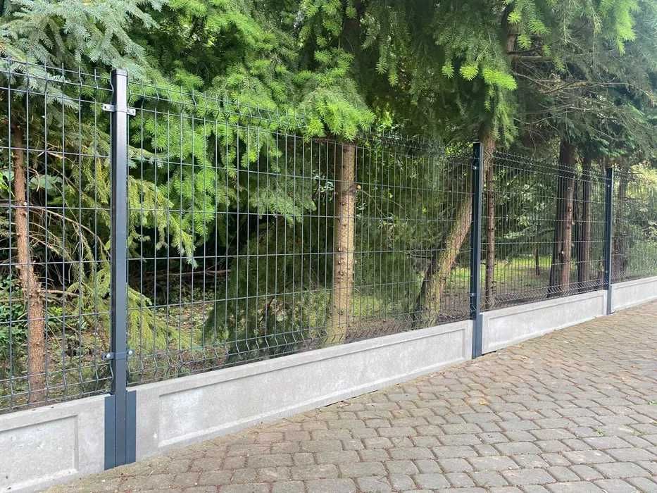 Ogrodzenie Panelowe wys. 123 fi 4mm podmurówka, słupek, obejma, siatka