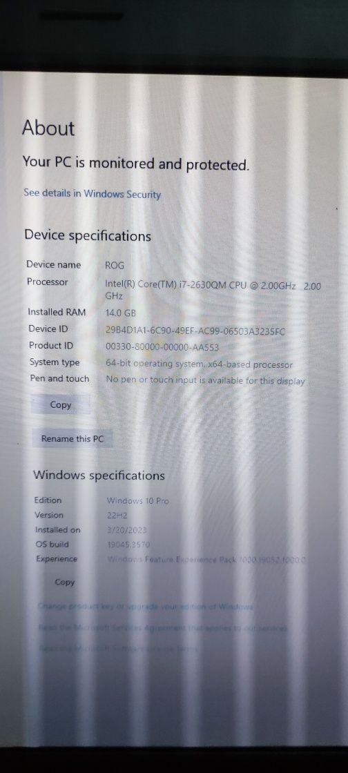 Asus G73SW i7 windows 10