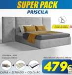 Super Pack Priscila (Cabeceira Longa) + Estrado + Colchão Back Ortop