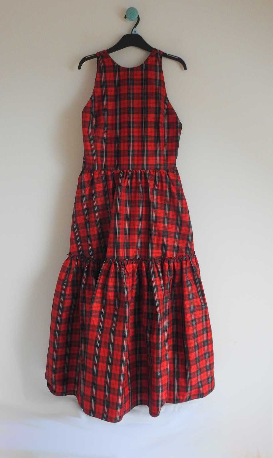 Ralph Lauren elegancka długa suknia w kratkę long maxi sukienka RL