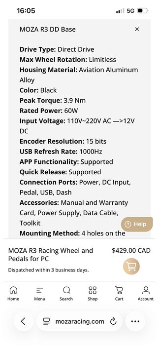 Volante Gaming MOZA R3