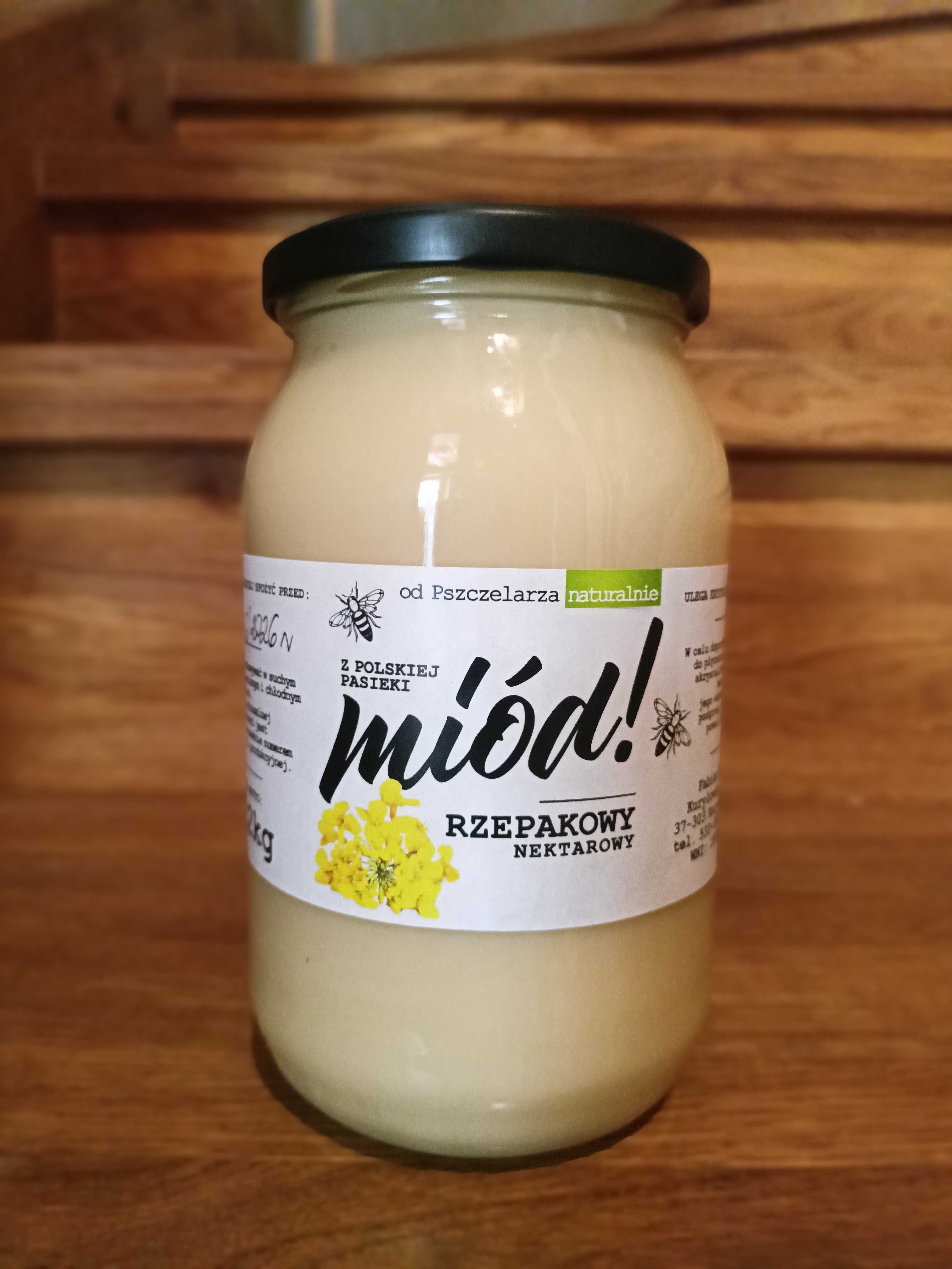 Miód rzepakowy z własnej pasieki 0,9l (1,25kg) - 4 sztuki