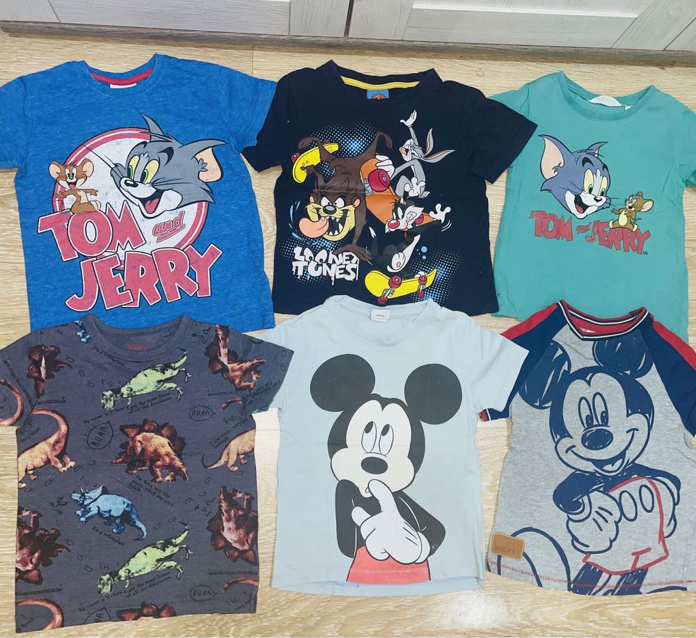 Футболки next HM 98-104-110 3-4-5 Tom Jerry Mickey Mouse looney tunes