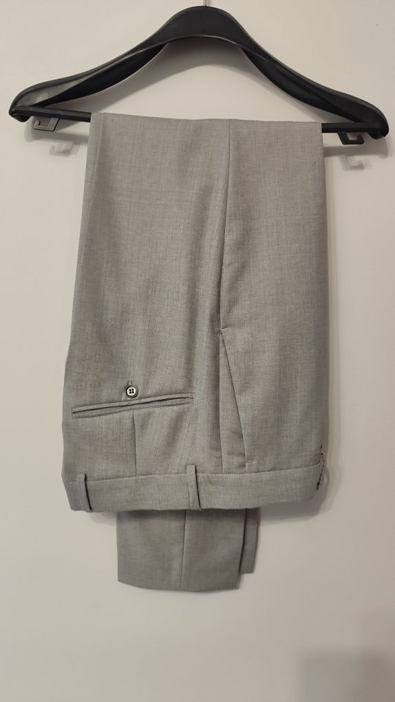 Szary garnitur H&M wełna Marlane - roz. 46 slim fit