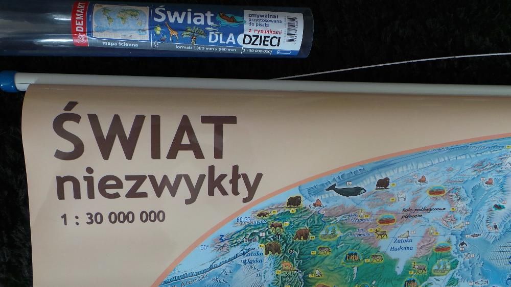 POLSKA NIEZWYKŁA, ŚWIAT niezwykły Mapa Ścienna dla DZIECI 7-14l DEMART