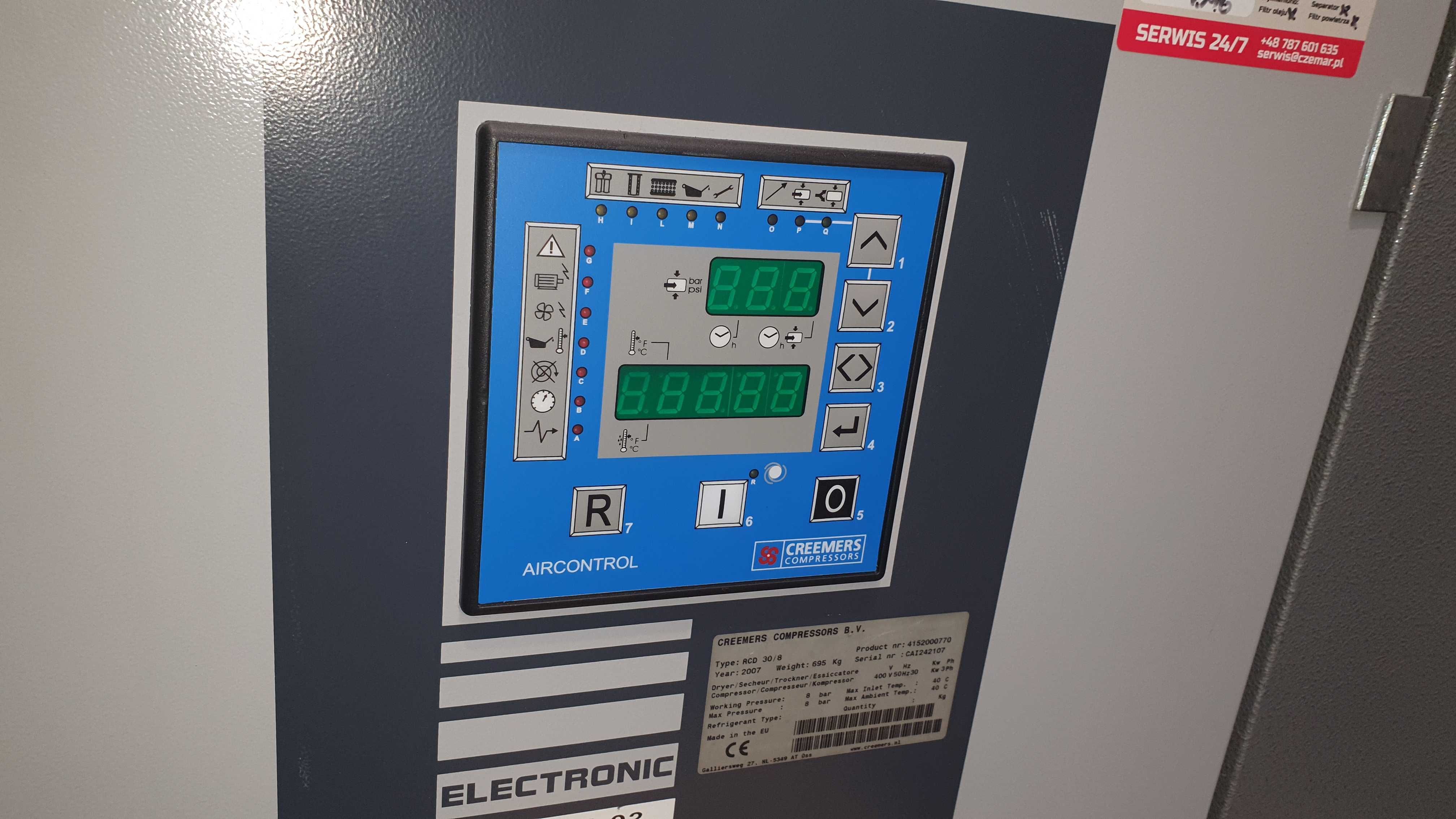SPRAWNA!!! Sprężarka śrubowa CREEMERS RCD30/8, 30kW 3,54m3/min S011482