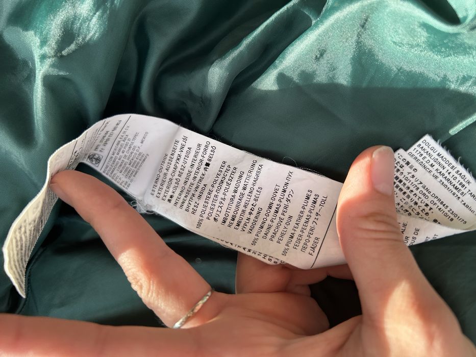 Puchowa zimowa kurtka benetton zielona 128 134